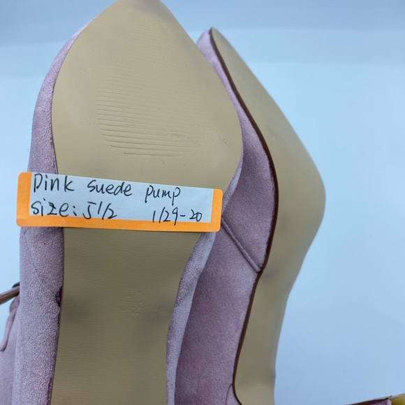 FSJ Women pink suede pointed toe ankle strap pumps - Picture 12 of 12